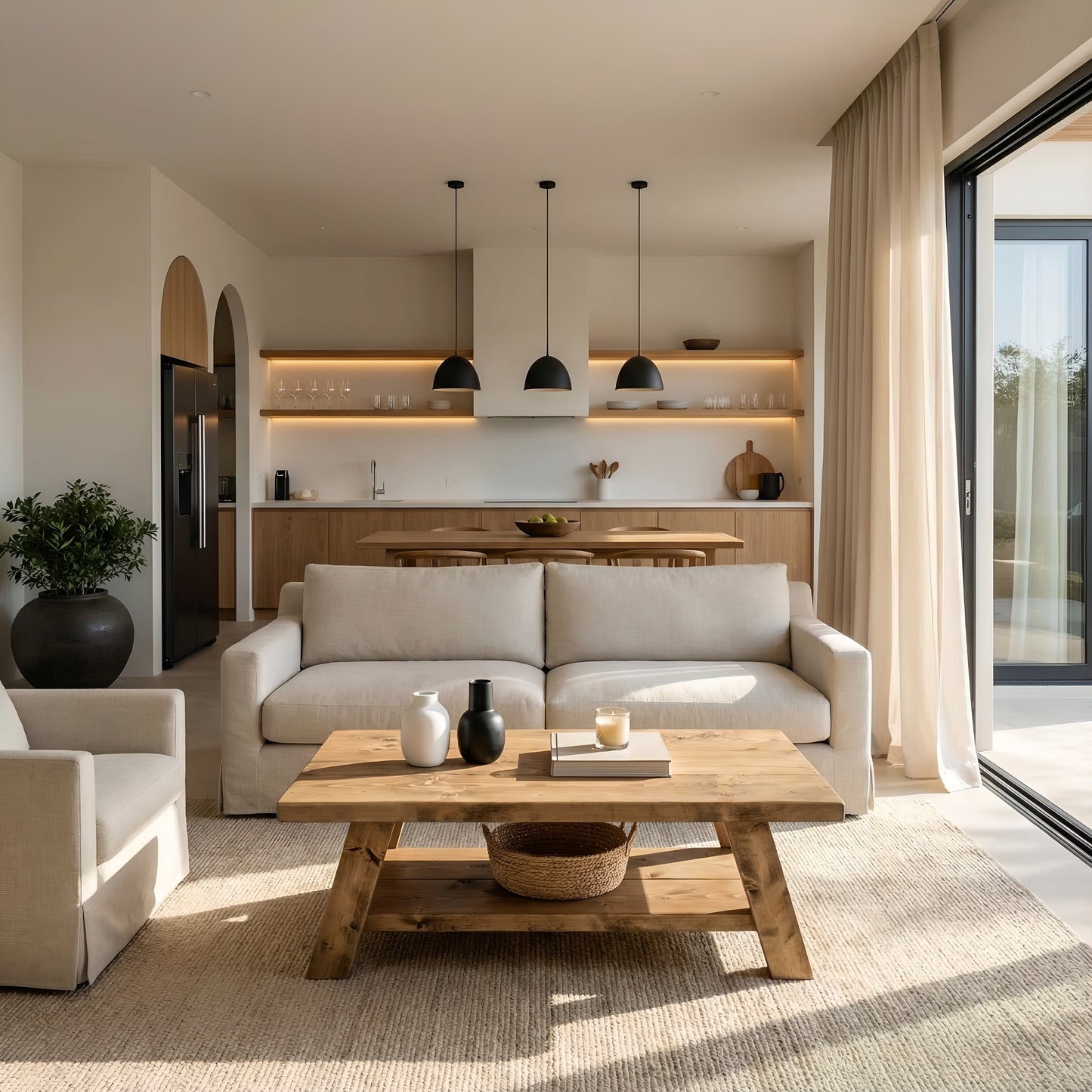 OSSO Rustic Wooden Coffee Table With Shelf