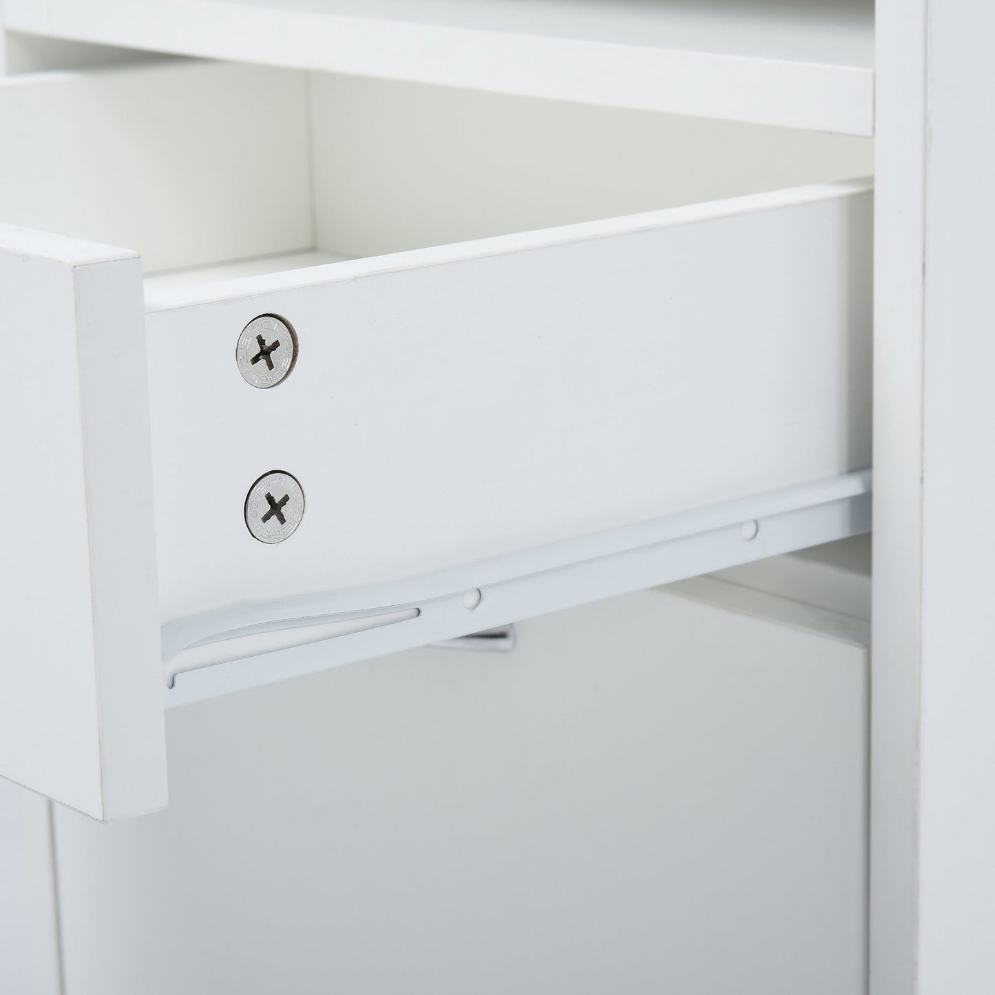 HOMCOM 60cm Filing Cabinet with Drawer, Open Shelf, Metal Handles and 4 Wheels, Office Home Organiser Mobile Printer, White