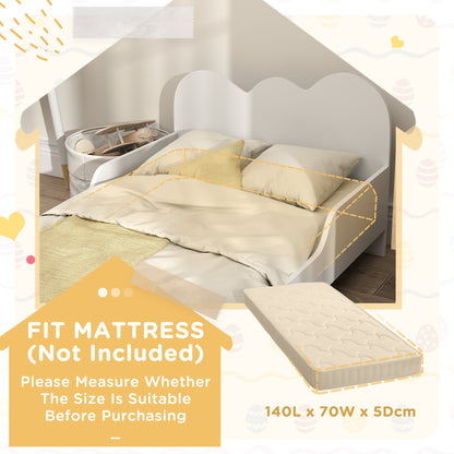 AIYAPLAY Cloud-Themed Toddler Bed Frame with Safety Rails, 143.5 x 74.5 x 56cm