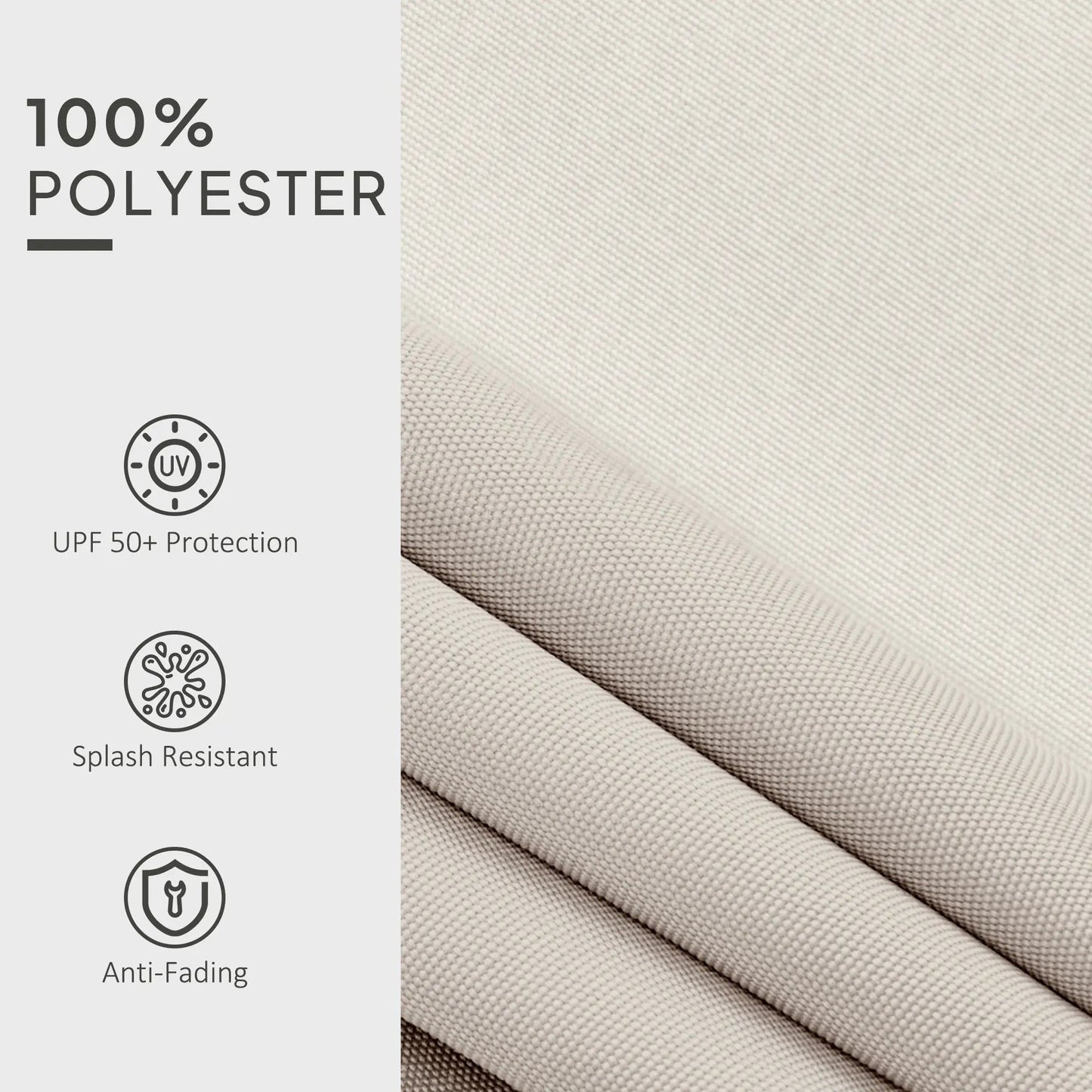 Outsunny Awning Replacement Canopy, Water Resistant UPF 50+ Sun Shade Cover for 3 x 2.5 m Garden Awning (Fabric Only), Cream White