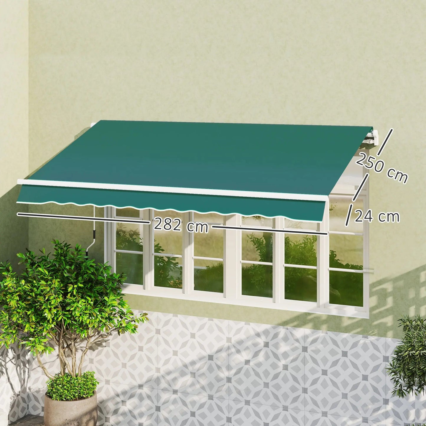 Outsunny Awning Replacement Canopy, Water Resistant UPF 50+ Sun Shade Cover for 3 x 2.5 m Garden Awning (Fabric Only), Green