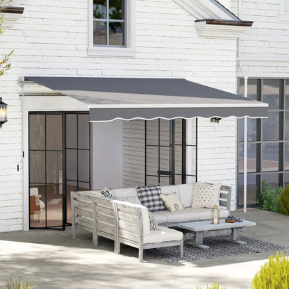 Outsunny Garden Retractable Awning - Dark Grey