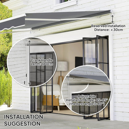Outsunny Garden Retractable Awning - Dark Grey
