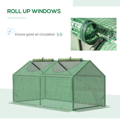 Outsunny Mini Greenhouse, Small Plant Grow House for Outdoor with Durable PE Cover, Observation Windows, 120 x 60 x 60 cm, Green