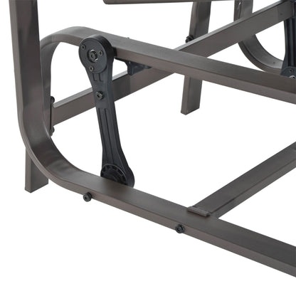 Outsunny Outdoor Gliding Rocking Chair with Sturdy Metal Frame Garden Comfortable Swing Chair, Grey & Brown