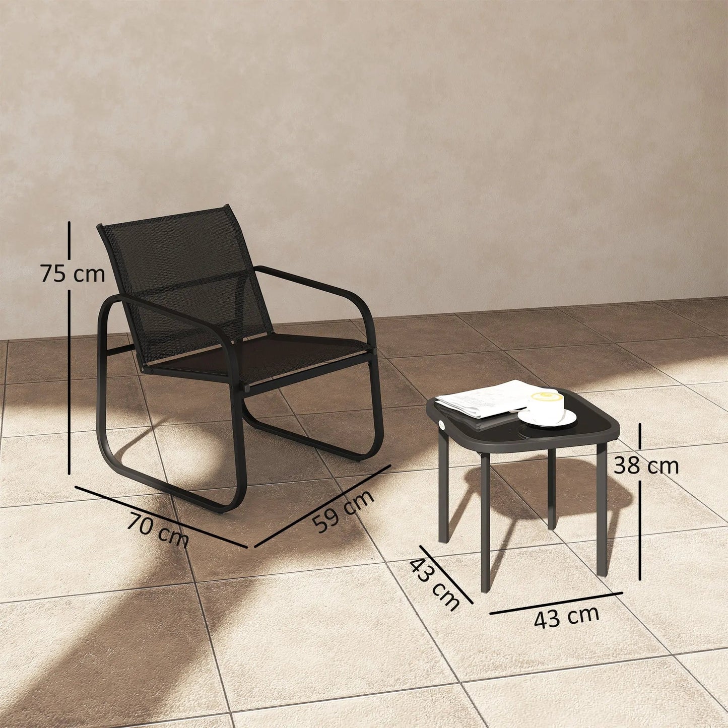 Outsunny Three-Piece Garden Seating Set - Black