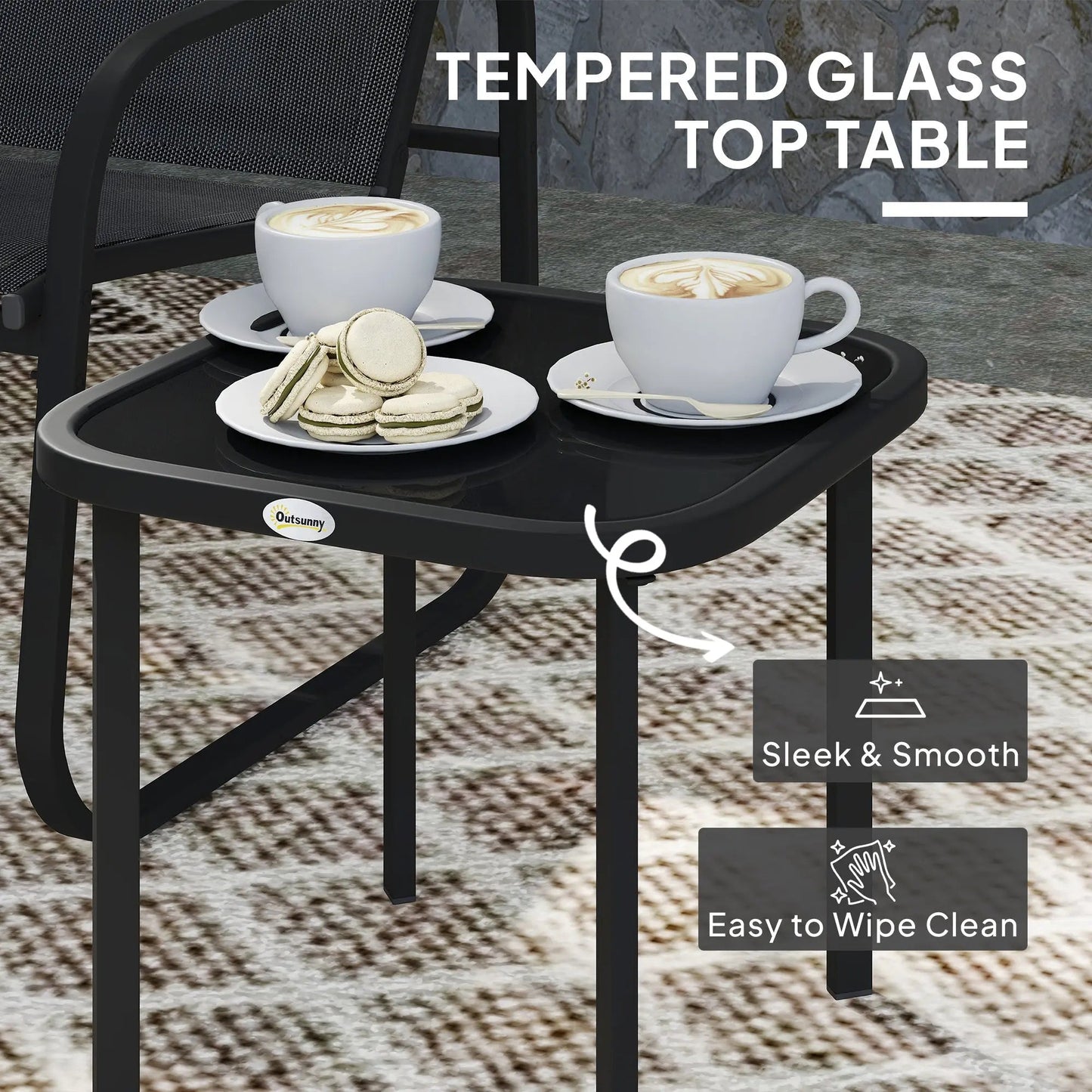 Outsunny Three-Piece Garden Seating Set - Black