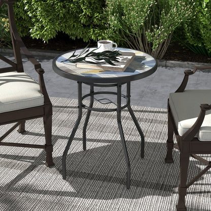 Outsunny \'ce\'a660 Garden Table, with Glass Printed Tabletop - Multicolour