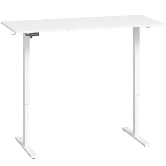 HOMCOM Standing Desk Memory Control Height Adjustable Desk 2 Cable Holes LED Display Sit Stand Desk White
