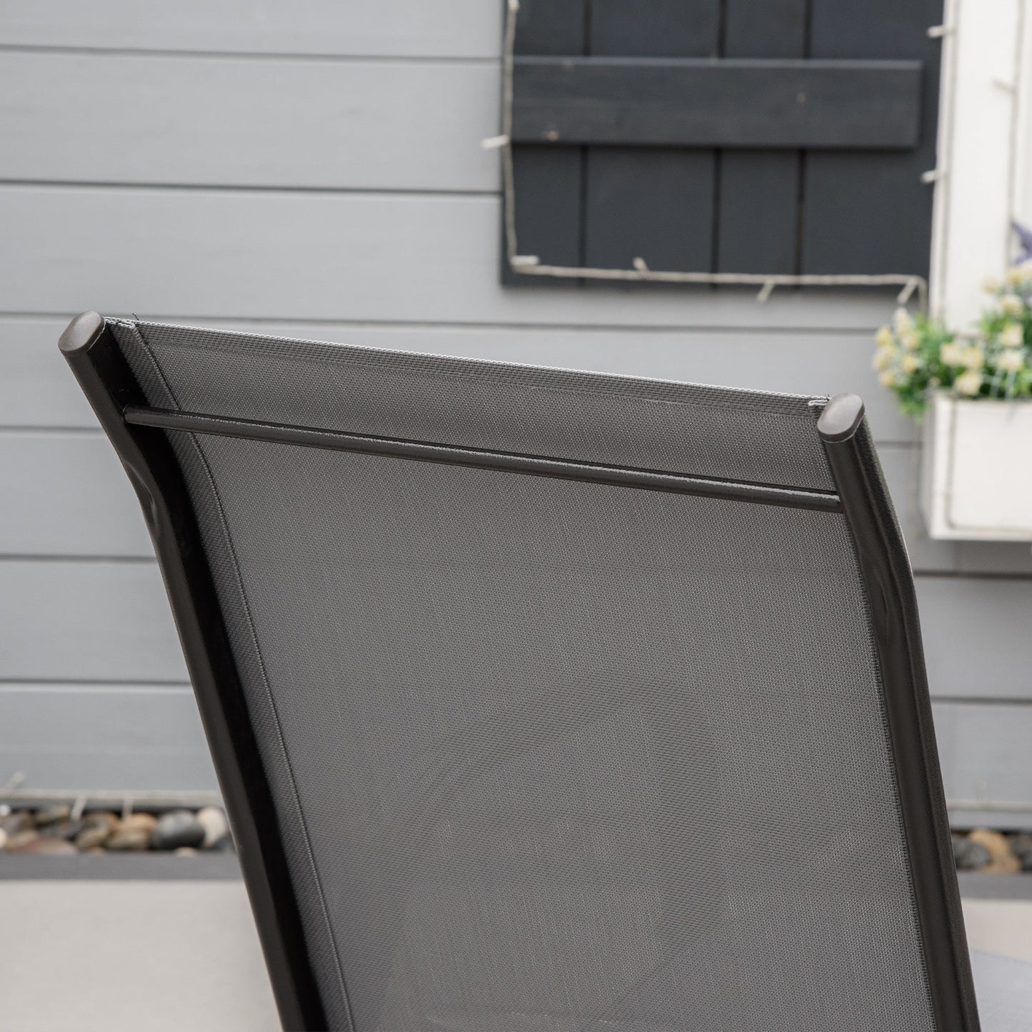 Outsunny Set of Four Stackable Mesh Seat Chairs - Dark Grey