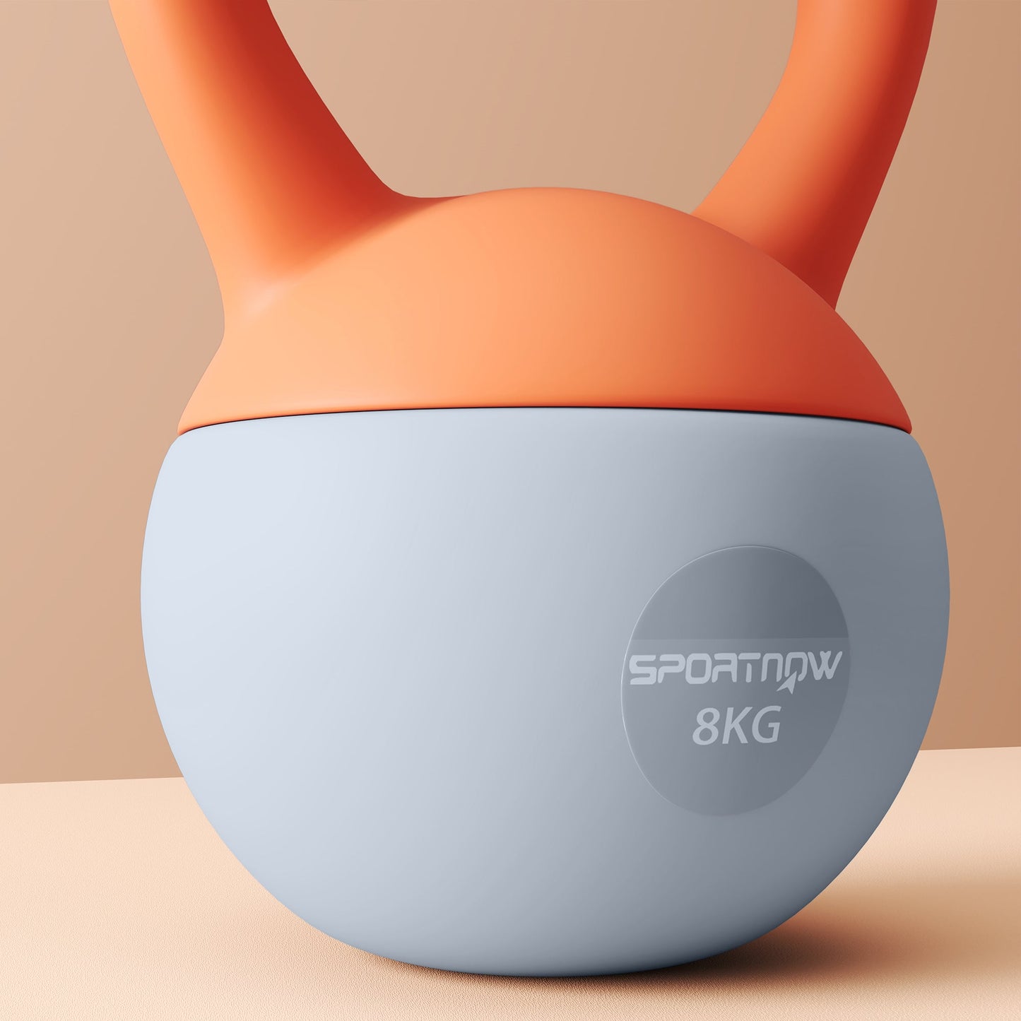 SPORTNOW Soft Kettlebell, 8kg Kettle Bell with Non-Slip Handle for Home Gym Weight Lifting and Strength Training, Orange and Grey
