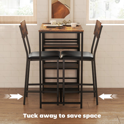 HOMCOM Three-Piece Compact Bar Table Set - Brown/Black