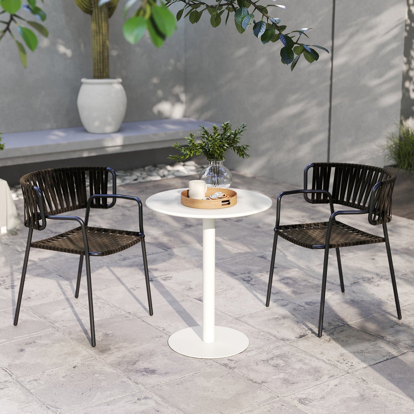HOMCOM Dining Table, Round Kitchen Table with Steel Base for Living Room, Dining Room, 60 x 60 x 72cm, White