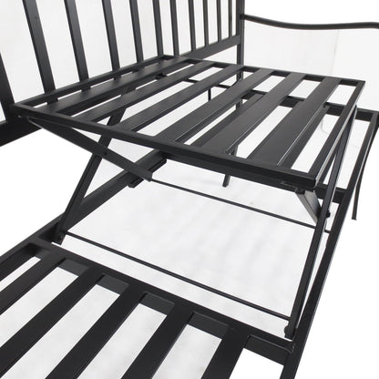 Outsunny Metal Bench W/Table,  150Lx53Wx95H cm