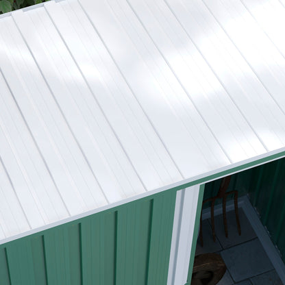 Outsunny 5 x 3ft Garden Storage Shed with Sliding Door and Sloped Roof Outdoor Equipment Tool, Green