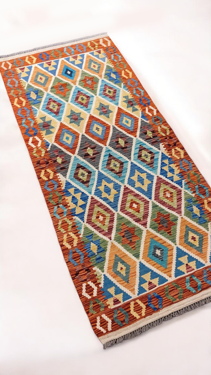 Maimana Afghanistan Kilim Rug - 201 x 89 cm