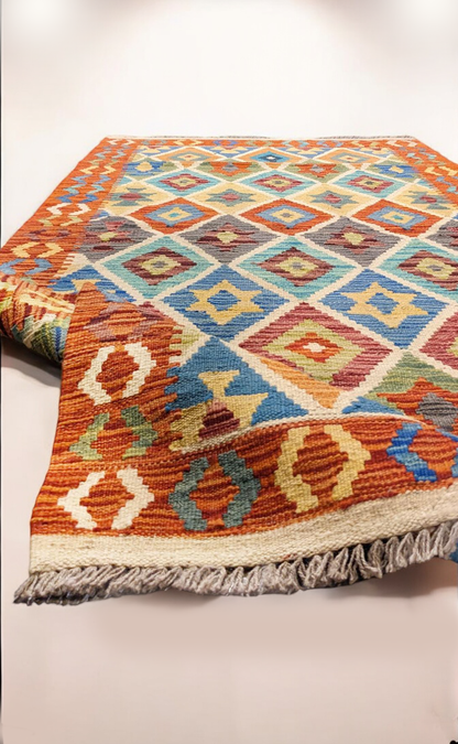 Maimana Afghanistan Kilim Rug - 201 x 89 cm