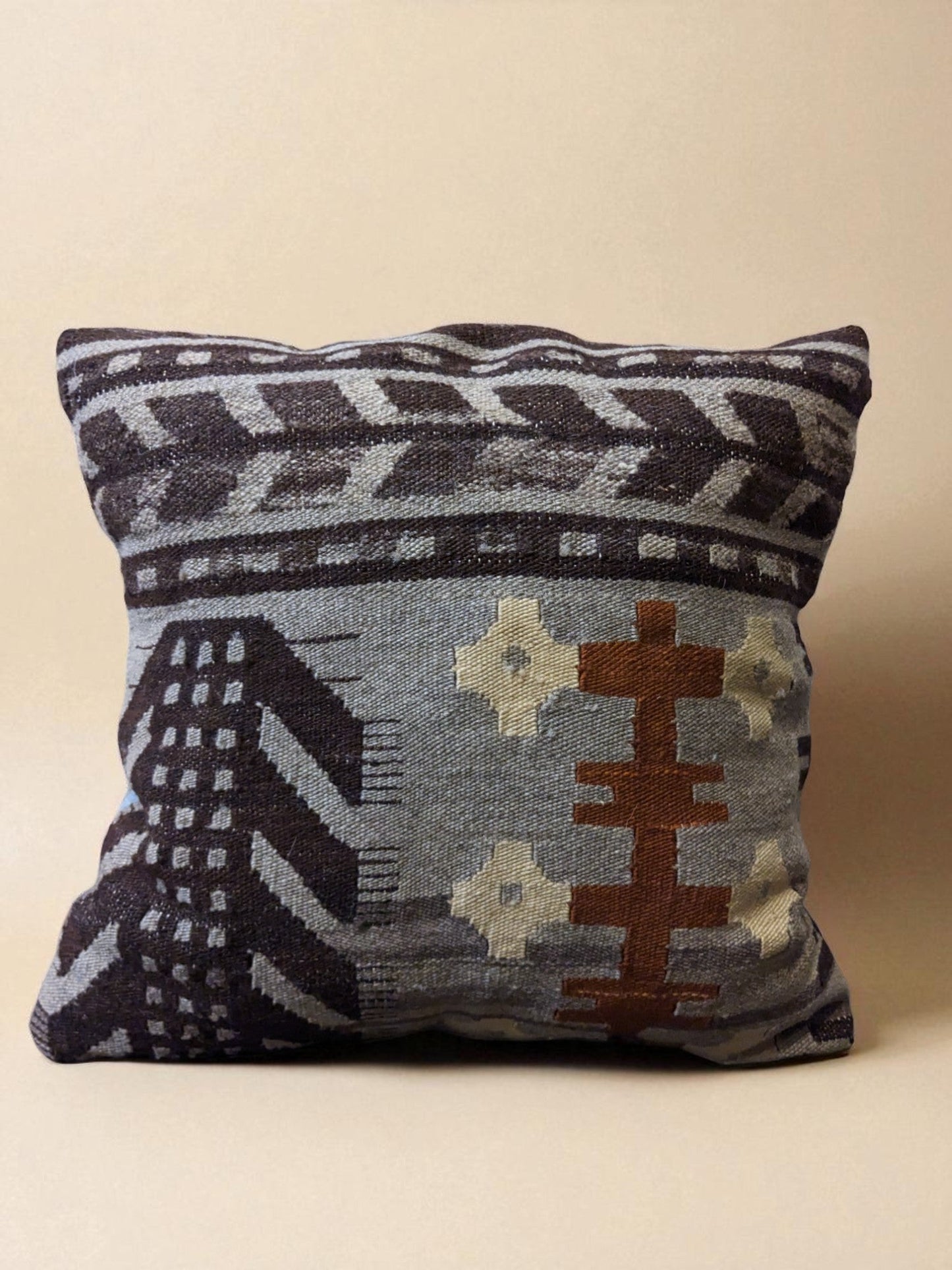 Turkish Kilim Vintage Cushion Cover - 40 x 40 cm