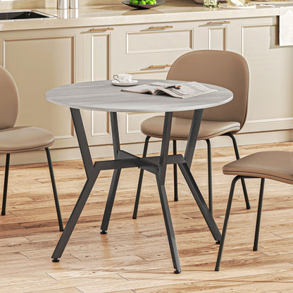 HOMCOM Dining Table, Round Kitchen Table with Black Legs, Anti-slip Foot Pads for Living Room, Dining Room 90 x 76 cm, Grey
