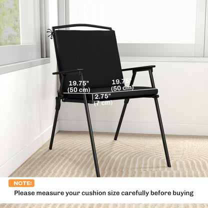 Outsunny Outdoor Seat Cushions Set of 2 with Ties, Waterproof Garden Seat Pads, Black