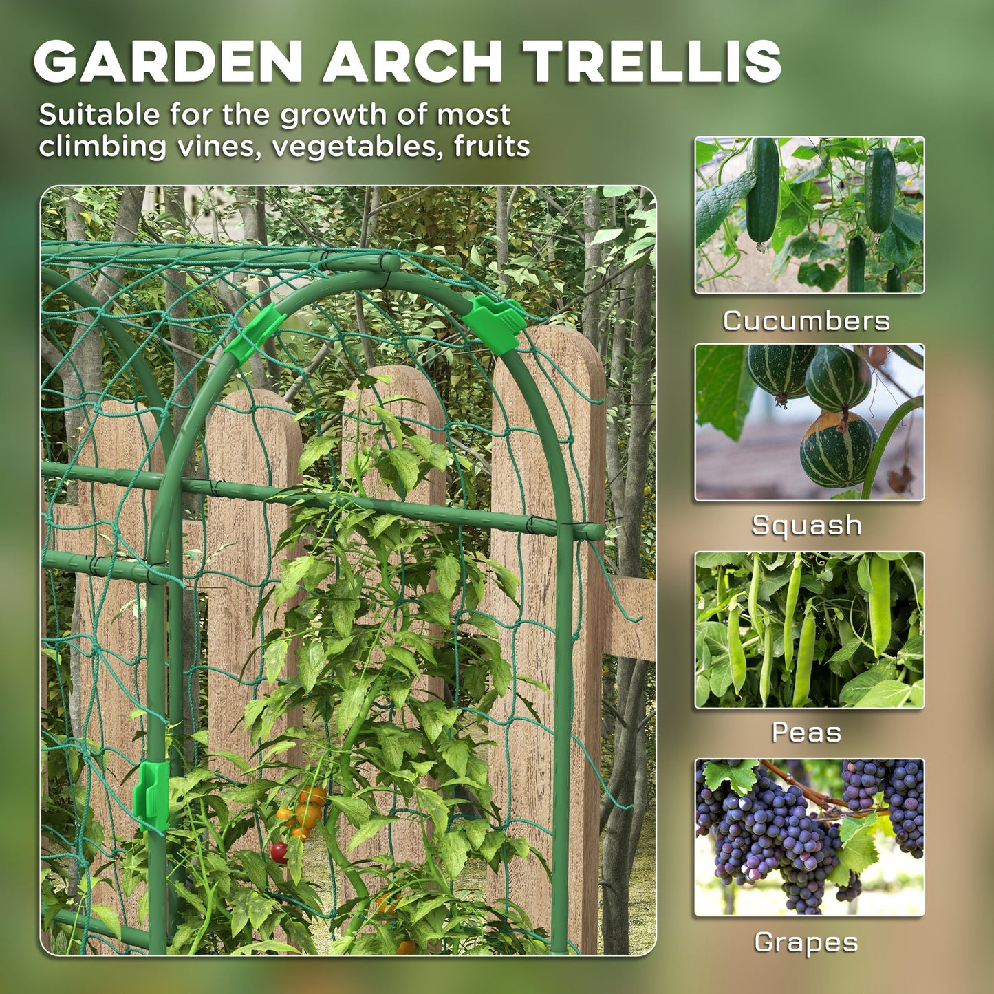 Outsunny 183 cm Tall Metal Garden Trellis, Arch Trellis for Climbing Plants Outdoor with Climbing Net