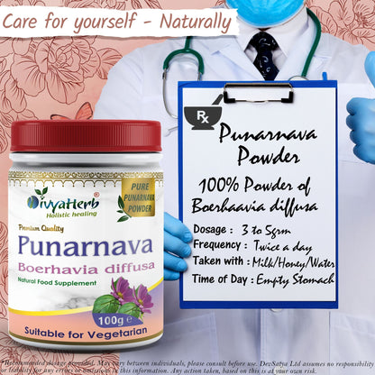 DivyaHerb Punarnava Powder 100 gram - Daily Wellness Support