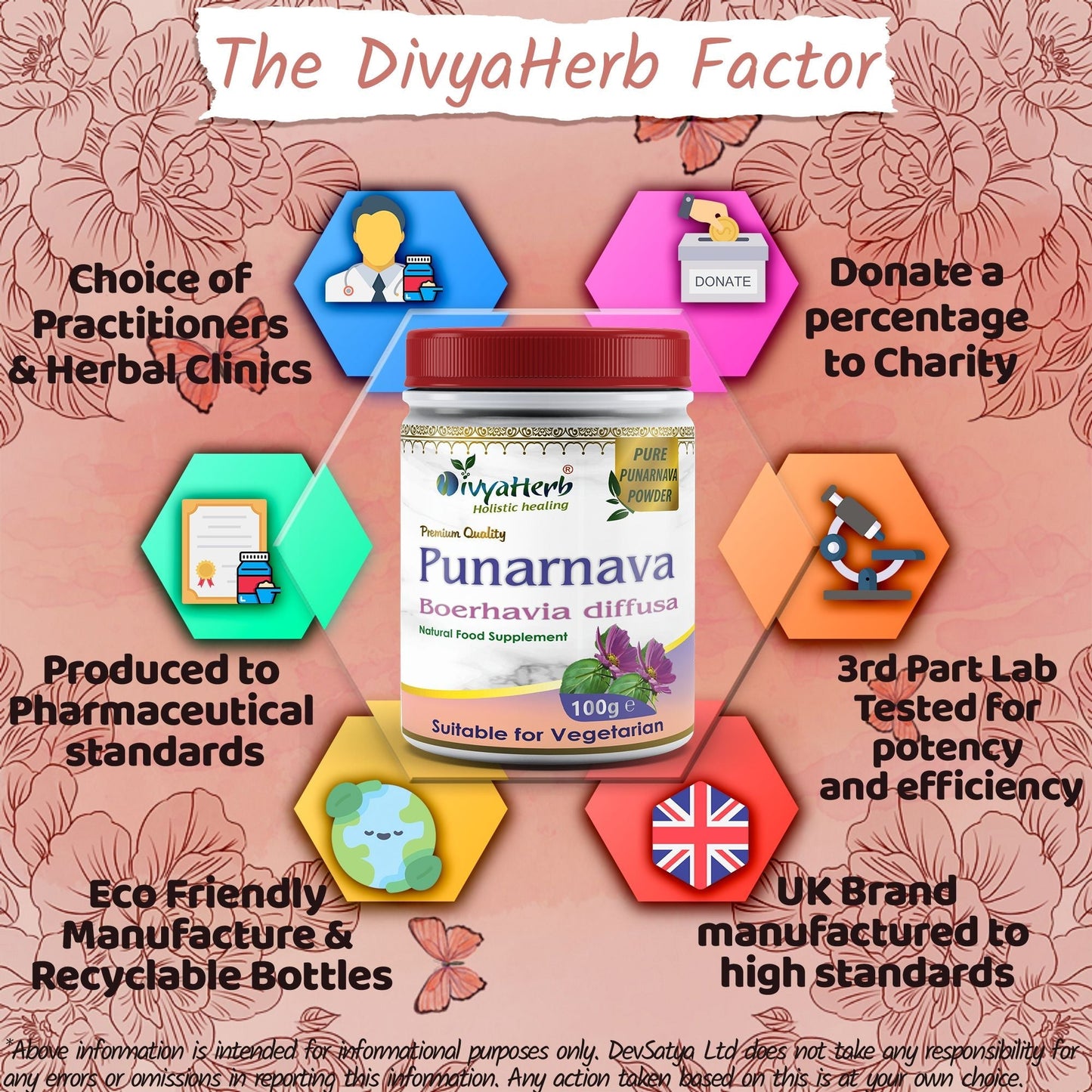 DivyaHerb Punarnava Powder 100 gram - Daily Wellness Support
