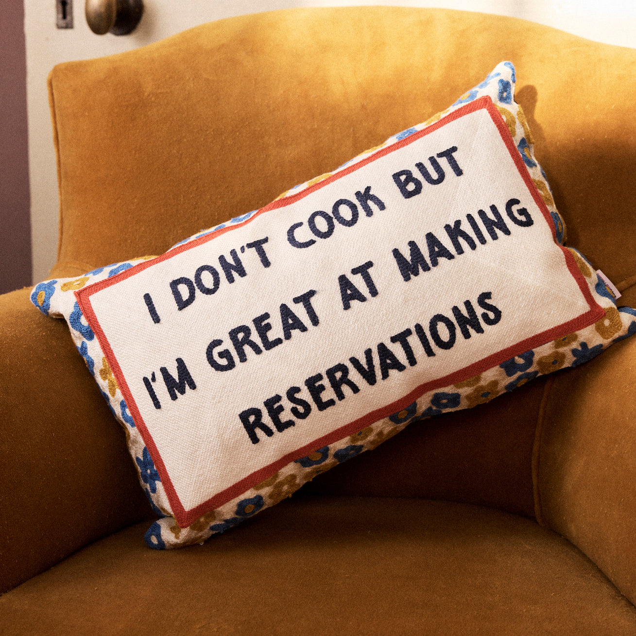 I Don't Cook Needlepoint Cushion