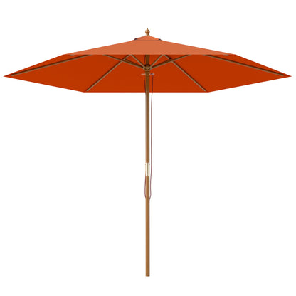 Outsunny 2.5m Wood Garden Parasol Sun Shade Patio Outdoor Wooden Umbrella Canopy Orange