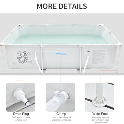 Outsunny Steel Frame Pool with Filter Pump, Filter Cartridge, Reinforced Sidewalls Rust Resistant Above Ground Swimming Pool 292 x 190 x 75cm, Grey