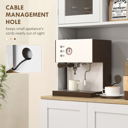 HOMCOM Two-Part Kitchen Storage Cabinet - White
