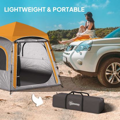Outsunny Instant Camping Tent, 2/3/4 Person Easy Setup Family Tent with Vestibule, Rainfly, 4 Mesh Windows & 2 Doors, Hexagonal Design, Waterproof UV Protected Dome Tent, Light Grey