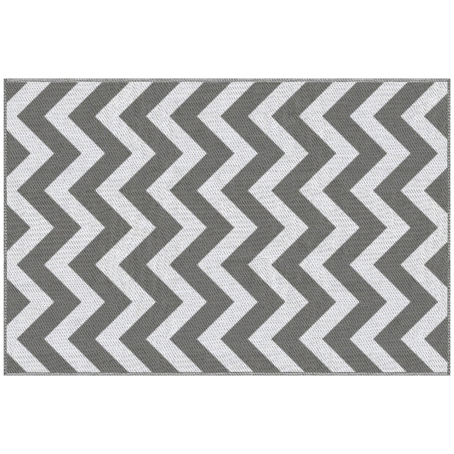 Outsunny Reversible Outdoor Rug, 1.2 x 1.8m Patio Carpet, Waterproof Plastic Rug for Garden, Deck, Picnic, Beach, Camping, Grey and White
