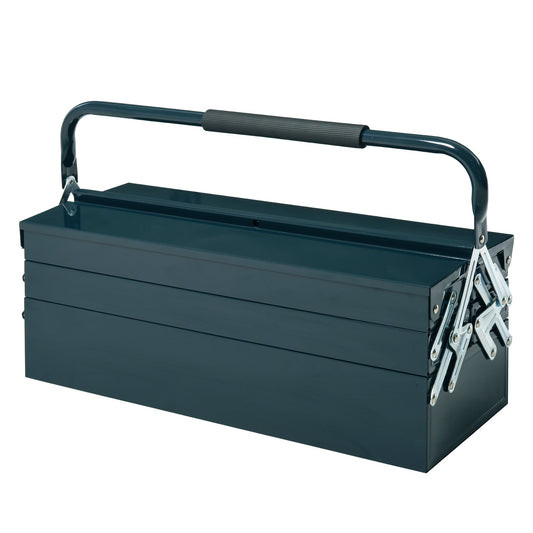 DURHAND 3 Tier Metal Toolbox, 5 Tray Professional Portable Tool Box with Carry Handle for Workshop, 56cmx20cmx34cm, Green