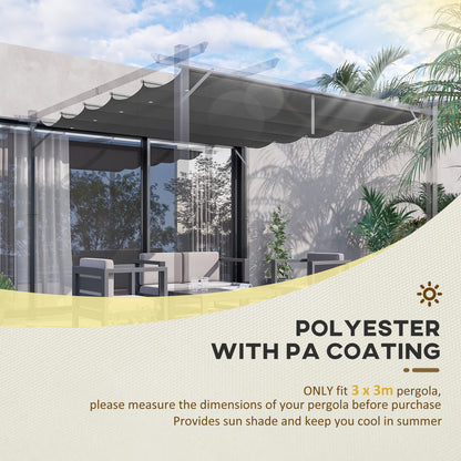 Outsunny Retractable Pergola Shade Cover, Replacement Canopy Fabric for 3 x 3 (m) Pergola, Gazebo Retractable Roof, Dark Grey