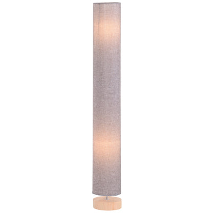 HOMCOM 47-Inch Modern Wooden Floor Lamp for Bedroom, Study or Living Space with Fabric Linen Shade (Grey)  120 CM