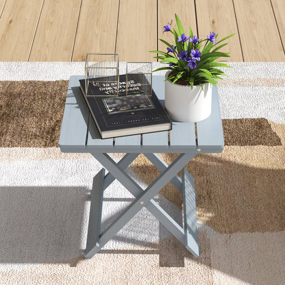 Outsunny Fir Wood Folding Coffee Table, Lightweight Small Garden Table with Slatted Top, Portable Folding Side Table for Balcony
