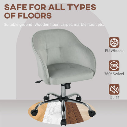 HOMCOM Velvet-feel Swivel Office Chair - Grey