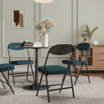 HOMCOM Set of Four Folding Corduroy Seat Chairs - Blue