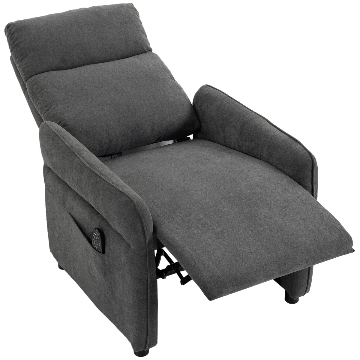 HOMCOM Recliner Armchair, Push Back Recliner Chair with Massage & Heat, Adjustable Armrests, Dual Side Pockets, Dark Grey