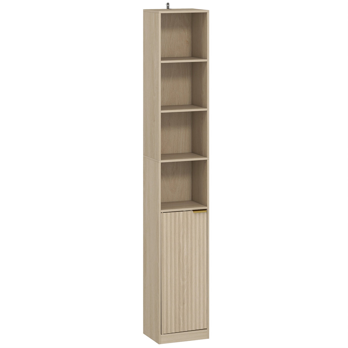 HOMCOM Bookcase Adjustable Shelf Bookshelf Anti-Tip Hardware 6-Tier Storage Cabinet Oak Wood Effect