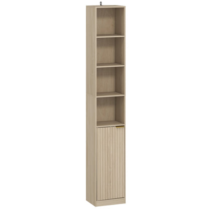 HOMCOM Bookcase Adjustable Shelf Bookshelf Anti-Tip Hardware 6-Tier Storage Cabinet Oak Wood Effect