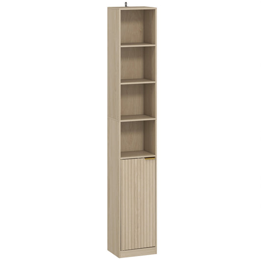 HOMCOM Bookcase Adjustable Shelf Bookshelf Anti-Tip Hardware 6-Tier Storage Cabinet Oak Wood Effect