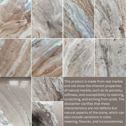 Bundi Natural Marble & Wood Pedestal Side Table