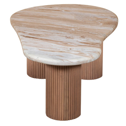 Bundi Natural Marble & Wood Pedestal Coffee Table