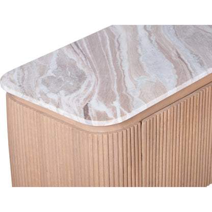 Bundi Natural Marble & Wood Large Tv Cabinet