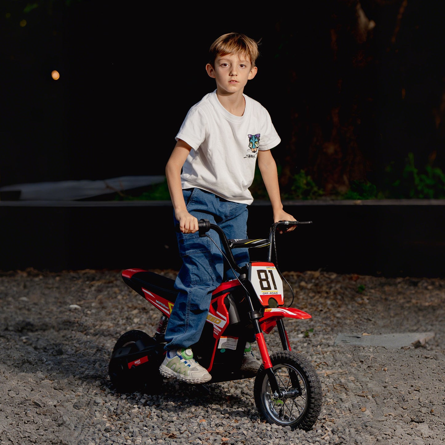 AIYAPLAY Kids Electric Motorbike, 24V Ride On Motorcycle with 3 Speeds and Rear Suspension, Dirt Bike for 8-12 Years Old, Red