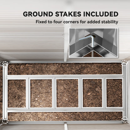 Outsunny 5 x 9ft Galvanised Metal Garden Shed with Foundation Kit, Outdoor Lean-to Shed, Tool Storage House with Lockable Doors, Gloves and 2 Air Vents for Patio, Garden, Brown