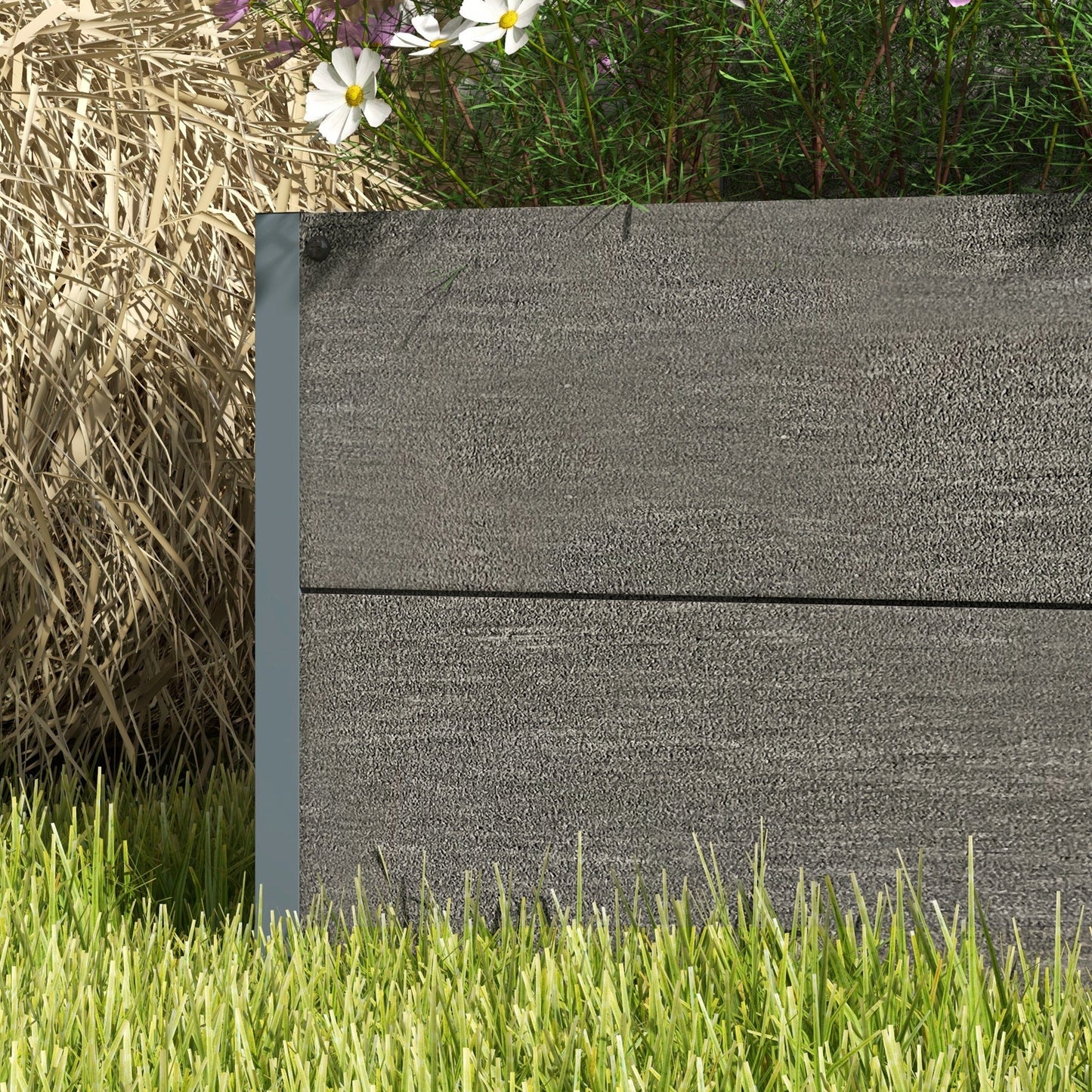 Outsunny 34 x 69.5cm Garden Planter Box, with Back Trellis, Grey