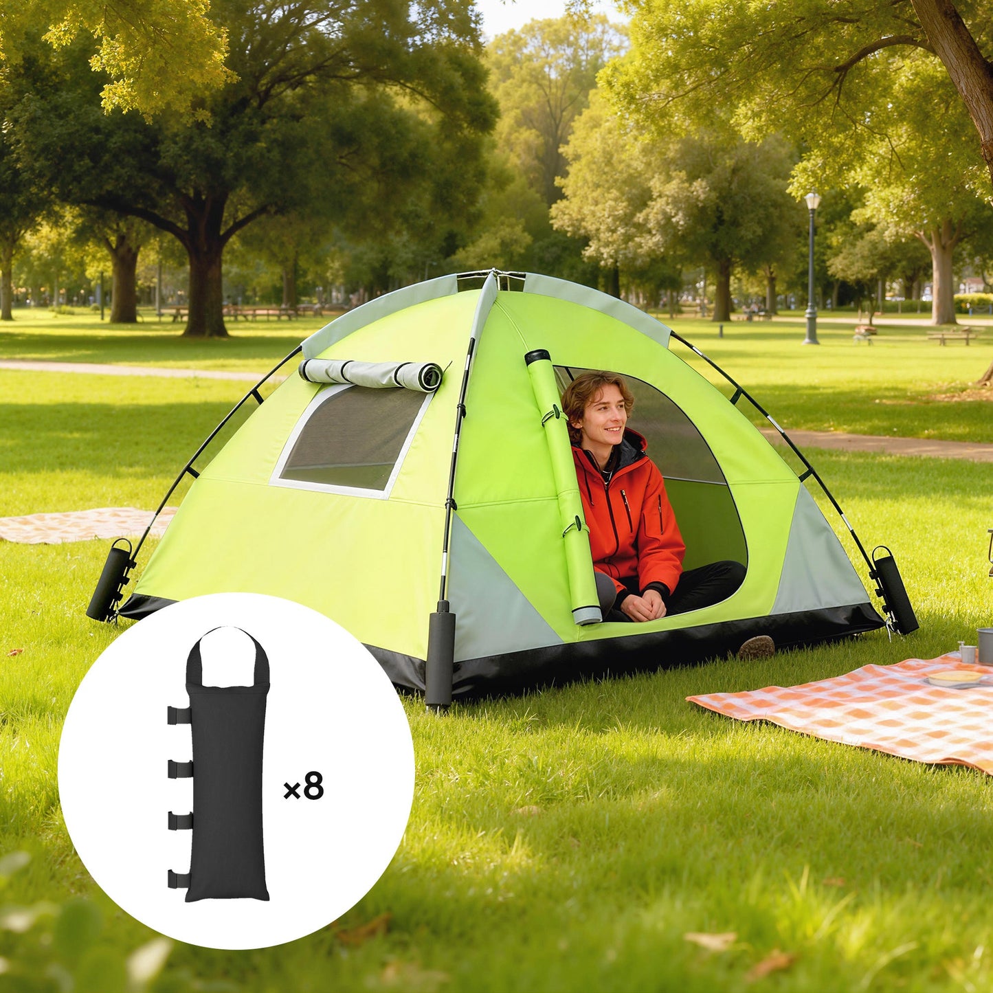 Outsunny 8 Pack Gazebo Sand Weights Bags, 40 kg 600D Heavy Duty Sand Bags Sandbags for Canopy Tent Legs, Without Sand, Black